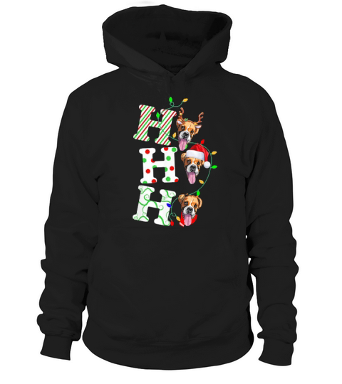 Boxer Ho Ho Ho Santa Hat Christmas Dog Gift Hoodie Unisex