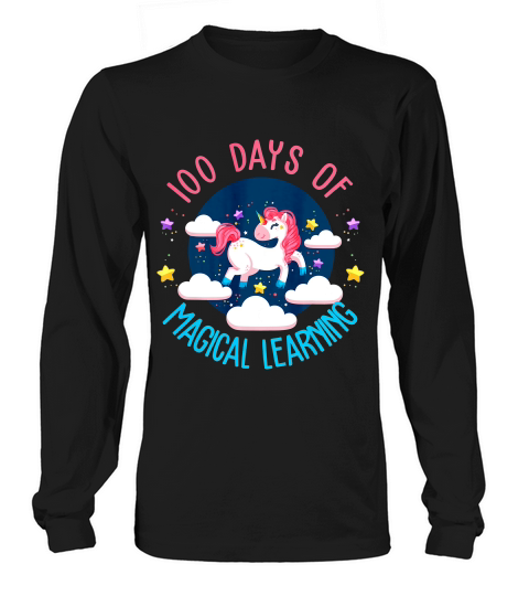 Adorable 100 Days Of Magical Learning School Unicorn 3 T-shirt Long sleeved Unisex
