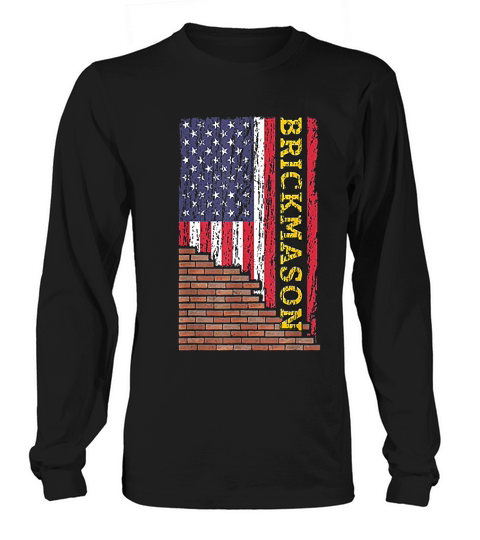 Brick Mason Bricklayer Masonry Dad Us Flag Patriotic Vintage Long sleeved Unisex