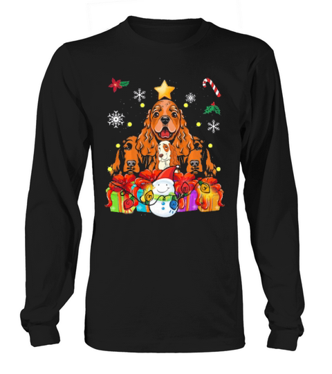 Funny Cocker Spaniel Christmas Tree Decor  Paws Xmas Long sleeved Unisex