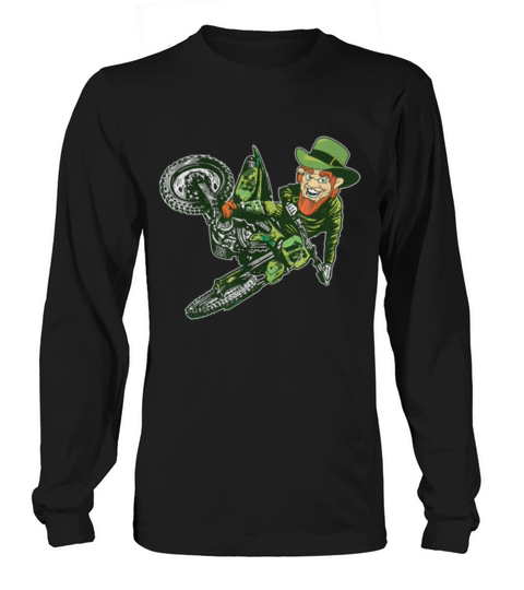 Great Motocross St Saint Patrick’s Mx Day Leprechaun Dirt Bike Long sleeved Unisex