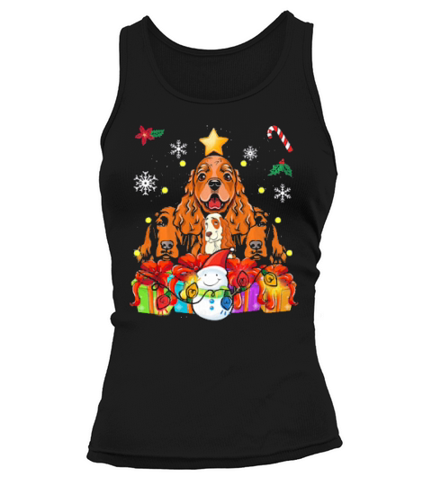 Funny Cocker Spaniel Christmas Tree Decor  Paws Xmas Tank top Woman