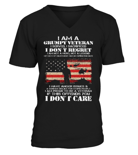 Grumpy Veteran Shirt  I Am Grumpy Veteran  I Don t Regret  Grumpy Old Veteran V-Neck T-shirt