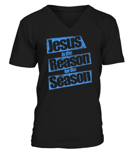 Jesus Is The Reason For The Season Vintage Style Christian V-Neck T-shirt