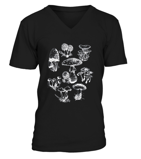 Mushroom Mycology Wild Mushrooms Foraging Fungi V-Neck T-shirt