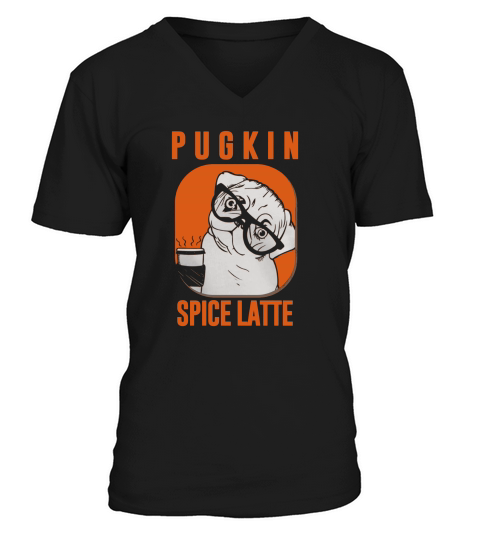 Pug Pugkin Spice Latte Funny Halloween T-shirt Black Women B075v8g9lv 1 V-Neck T-shirt