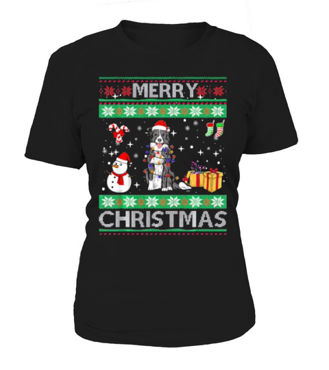 Border Collie Dog Owner Ugly Christmas Santa Gift Funny Women's T-Shirt