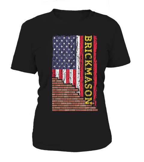 Brick Mason Bricklayer Masonry Dad Us Flag Patriotic Vintage Women's T-Shirt