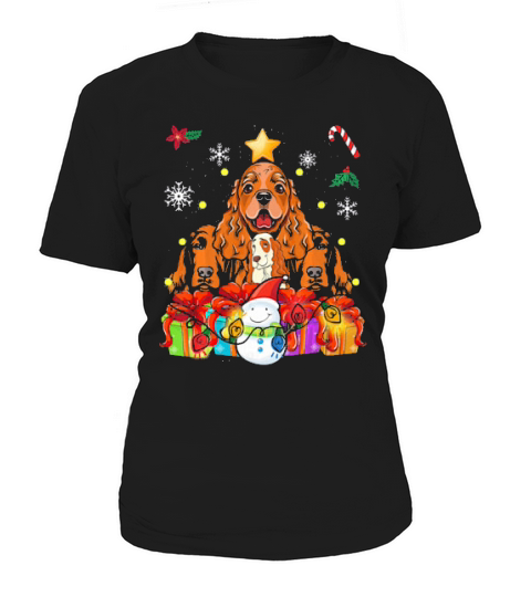 Funny Cocker Spaniel Christmas Tree Decor  Paws Xmas Women's T-Shirt