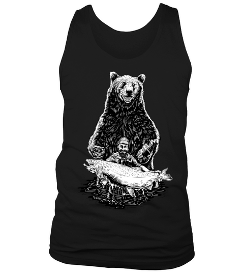 Fishing Gifts Shirts For Men, Vintage Bear Fish Fisherman Tank Top Unisex
