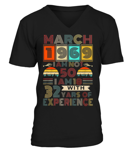 March 1969 Experience Awesome Vintage Birthday Gift T-shirt V-Neck T-shirt