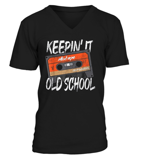 Old School Hip Hop 80s 90s Vintage Mixtape Cassette Tape V-Neck T-shirt