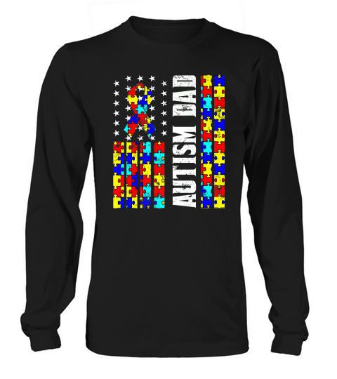 Vintage Proud Autism Dad Us Flag Autism Awareness Long sleeved Unisex