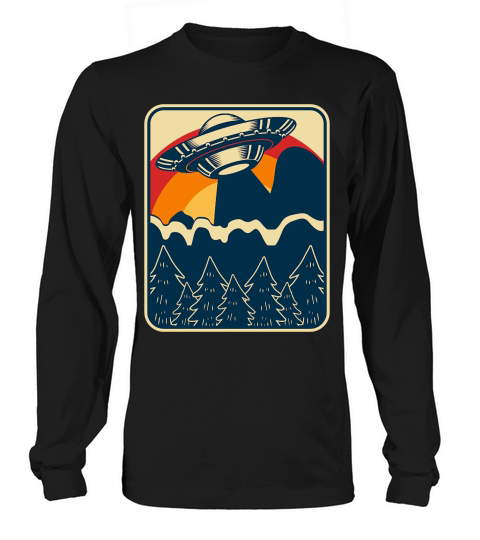 Vintage UFO Alien mountain 2 Long sleeved Unisex