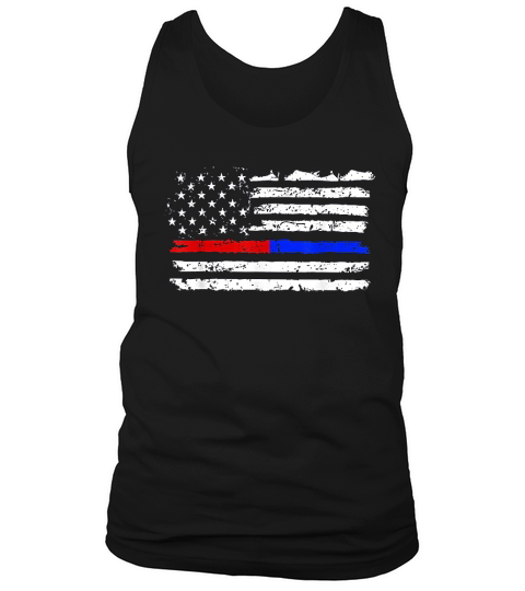 Firefighter Police Red Blue Line American Flag Tank Top Unisex