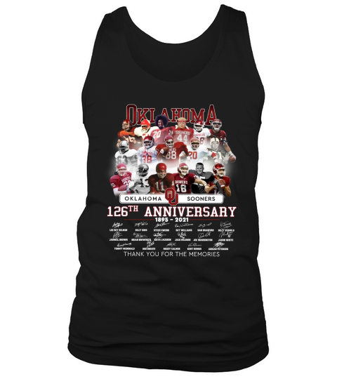 Oklahoma Sooners 126th anniversary thank you for the memories signatures Tank Top Unisex