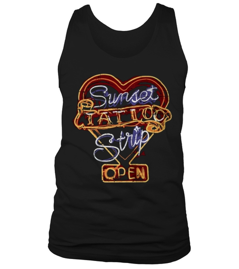 Sunset Tattoo Strip Cool Vintage Rock and Roll Sign Tshirt Tank Top Unisex