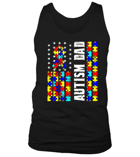 Vintage Proud Autism Dad Us Flag Autism Awareness Tank Top Unisex