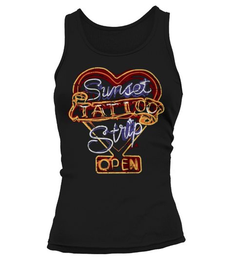 Sunset Tattoo Strip Cool Vintage Rock and Roll Sign Tshirt Tank top Woman