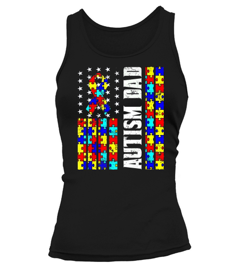 Vintage Proud Autism Dad Us Flag Autism Awareness Tank top Woman