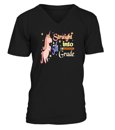 straight into 5th fifth grade unicorn back to school V-Neck T-shirt