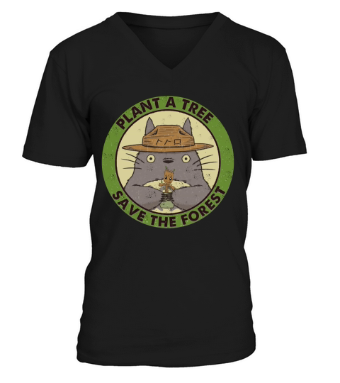 Totoro Plant A tree Save The Forest V-Neck T-shirt
