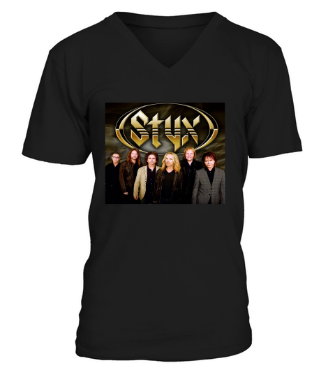 Vintage Styx Rock Band V-Neck T-shirt