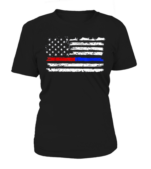 Firefighter Police Red Blue Line American Flag Women's T-Shirt