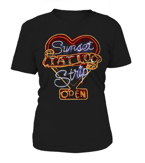 Sunset Tattoo Strip Cool Vintage Rock and Roll Sign Tshirt Women's T-Shirt