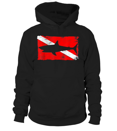 Diver Down Flag Shark Silhouette Diving Vintage Hoodie Unisex