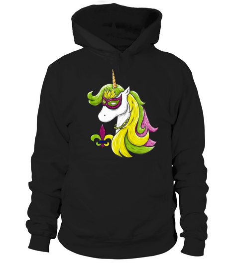 Mardi Gras Face Covering Unicorn Fat Tuesday Hoodie Unisex