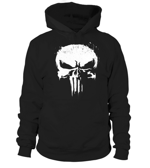 Retro Graphic Punisher White Paint Splatter Skull Hoodie Unisex