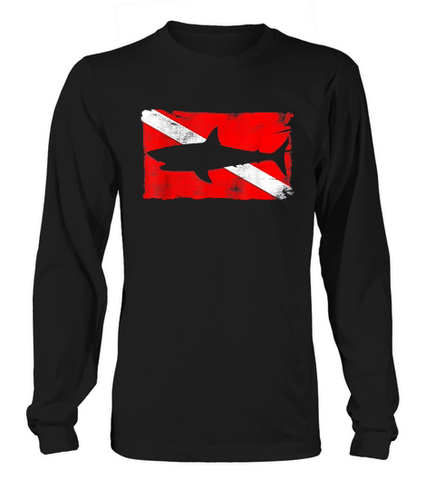 Diver Down Flag Shark Silhouette Diving Vintage Long sleeved Unisex