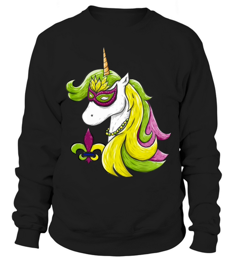 Mardi Gras Face Covering Unicorn Fat Tuesday Sweatshirt Unisex