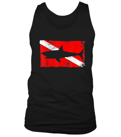 Diver Down Flag Shark Silhouette Diving Vintage Tank Top Unisex