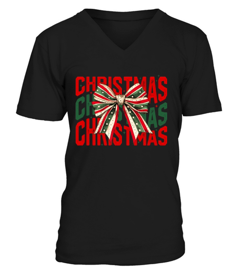 Christmas bow2 V-Neck T-shirt