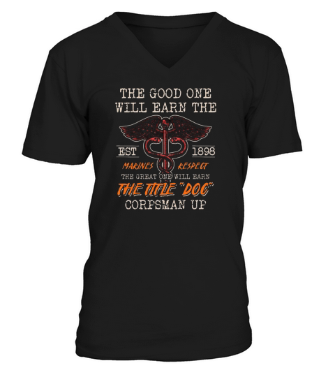 doc devil us navy corpsman badass army veteran V-Neck T-shirt