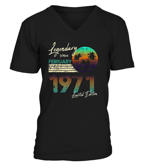 Legendary Since Bday February 1971 Vintage 50th Birthday V-Neck T-shirt