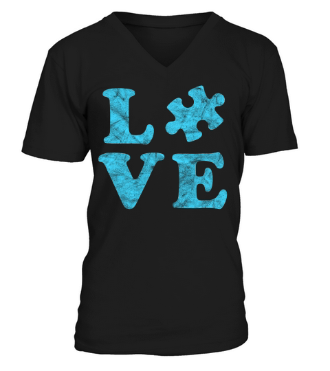 Love Autism Autistic Awareness Puzzle Piece T-shirt V-Neck T-shirt