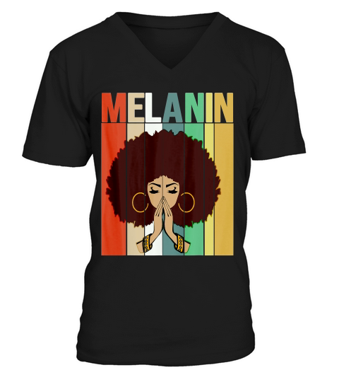 Melanin Vintage Retro Black Afro Woman Queen Gift T-shirt V-Neck T-shirt