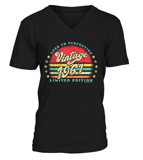 Retro Vintage 60th Birthday 1961 Aged To Perfection V-Neck T-shirt