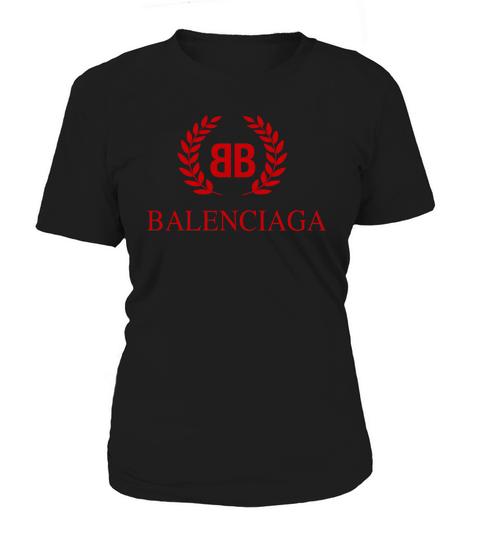 Balenciaga BB Logo Graphic Red Black Long sleeved Unisex Women's T-Shirt