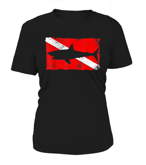 Diver Down Flag Shark Silhouette Diving Vintage Women's T-Shirt