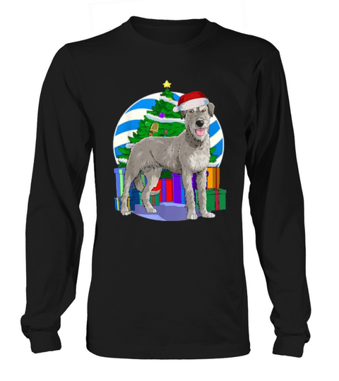 Funny Irish Wolfhound Santa Christmas Tree Decor Long sleeved Unisex