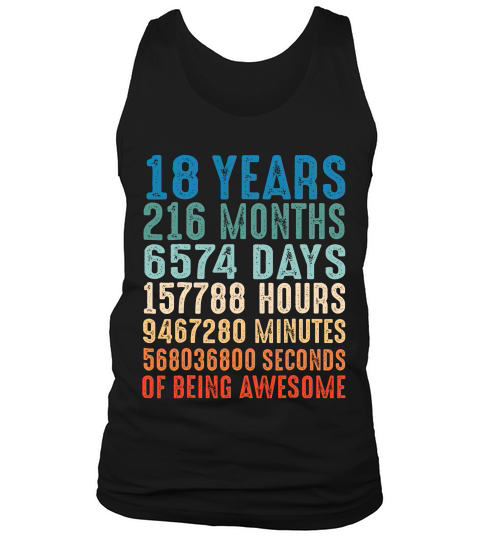 18 Years Old 18th Birthday Vintage Retro 216 Months T-shirt Tank Top Unisex