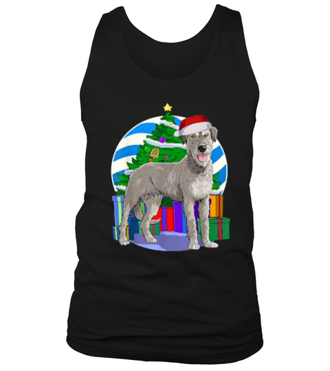 Funny Irish Wolfhound Santa Christmas Tree Decor Tank Top Unisex