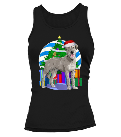 Funny Irish Wolfhound Santa Christmas Tree Decor Tank top Woman