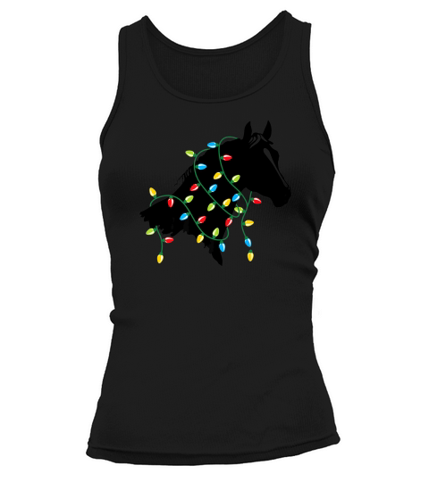 Horse Tangled Up In Colored Christmas Lights Holiday Tank top Woman