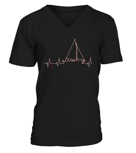 Funny Sailboat Heartbeat Cute Love To Sail V-Neck T-shirt