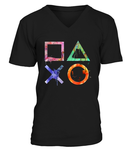Playstation Watercolor Symbols V-Neck T-shirt